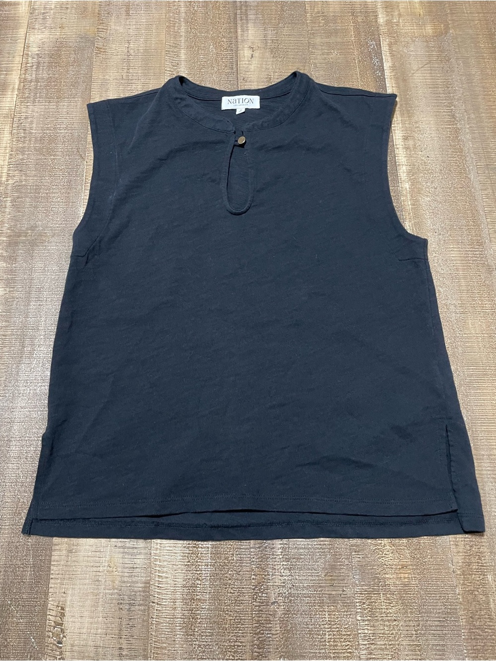 Nation Sleeveless Black womens Shirt